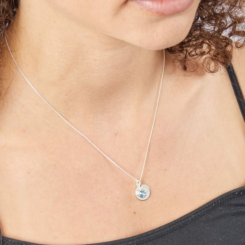 Silver Aquamarine Crystal March Birthstone Necklace