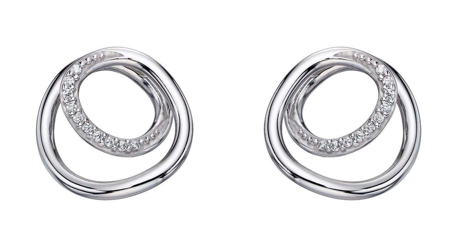 Silver Cubic Zirconia Spiral Earrings