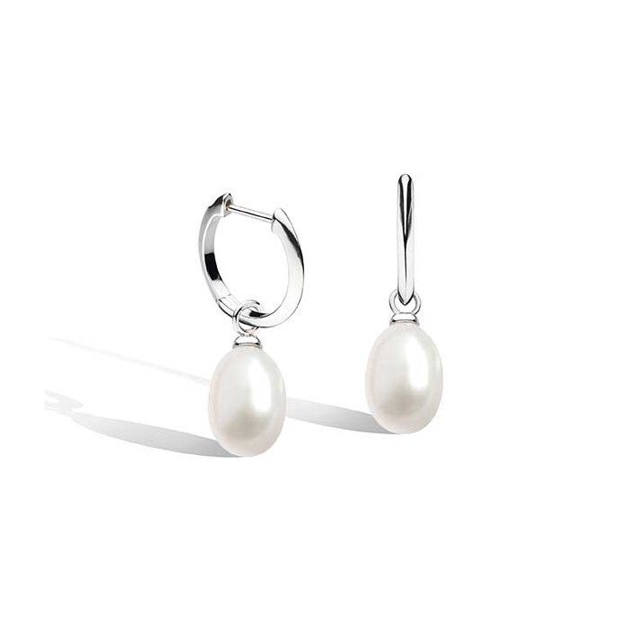 Silver Revival Astoria Pearls Teardrop Pearl Hoop Earrings