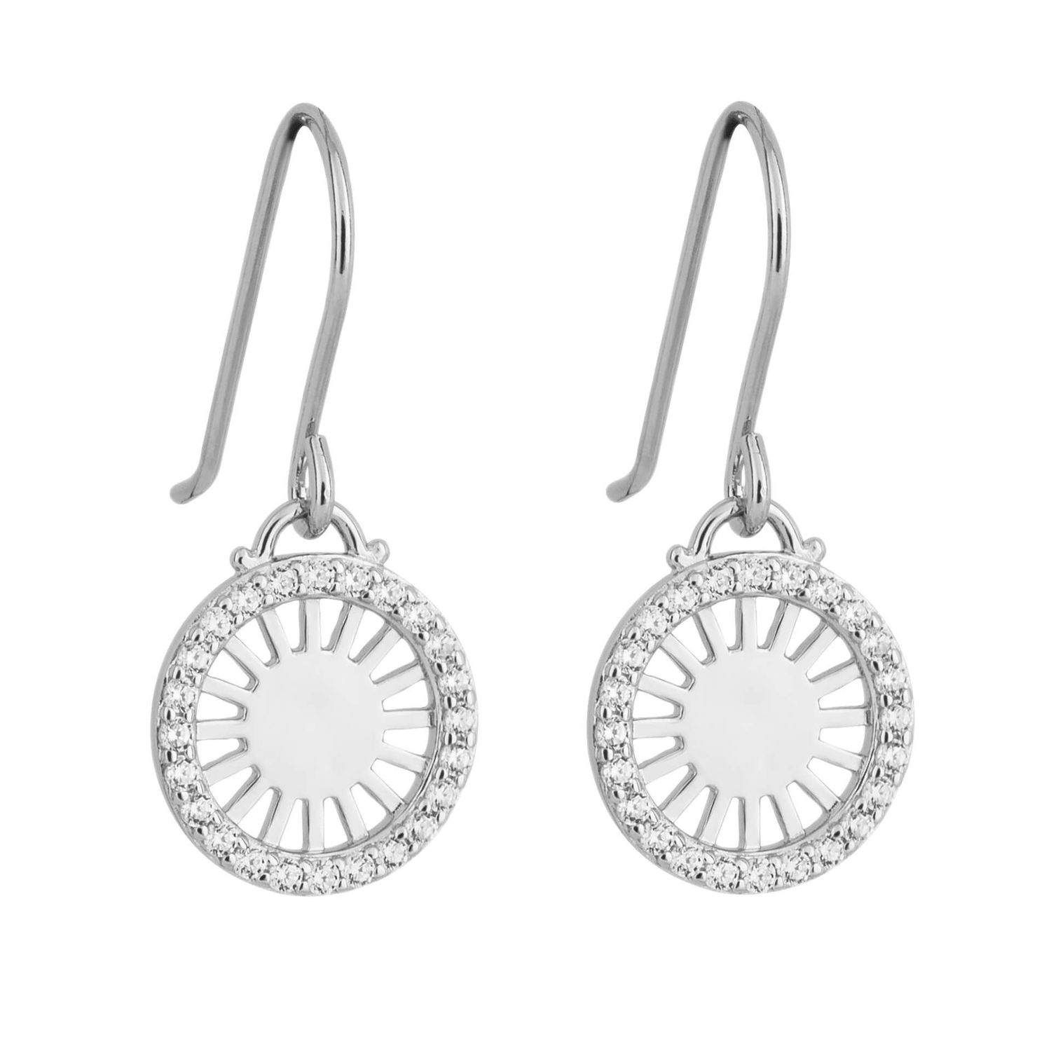 Silver Medallion Drop Earrings
