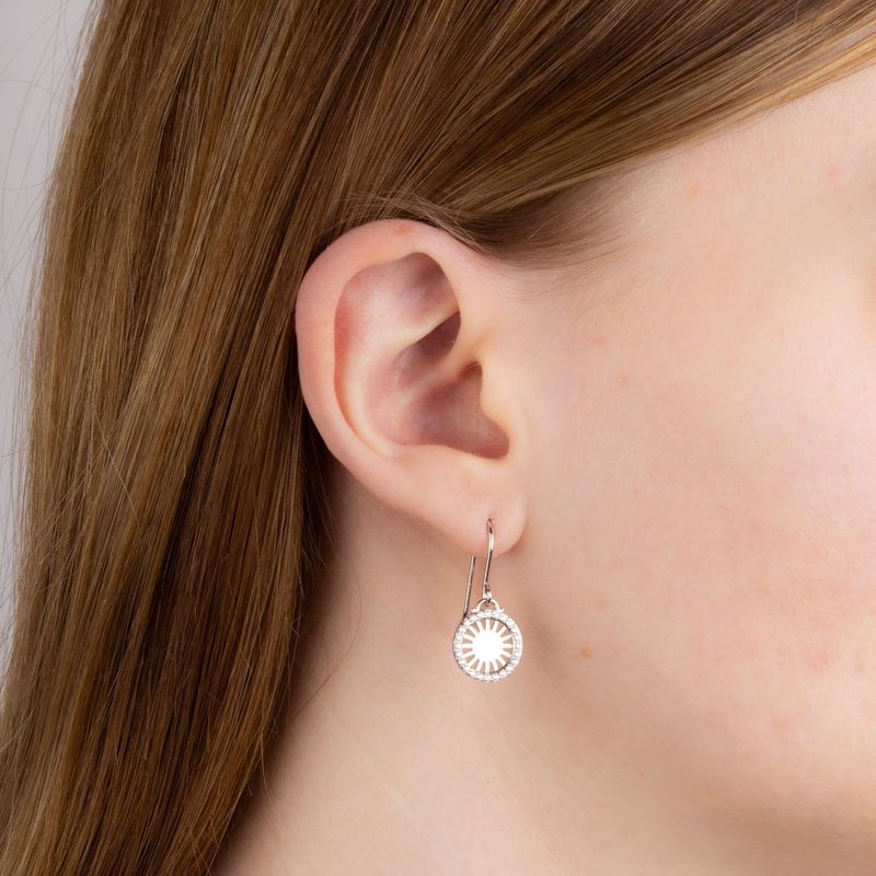 Silver Medallion Drop Earrings