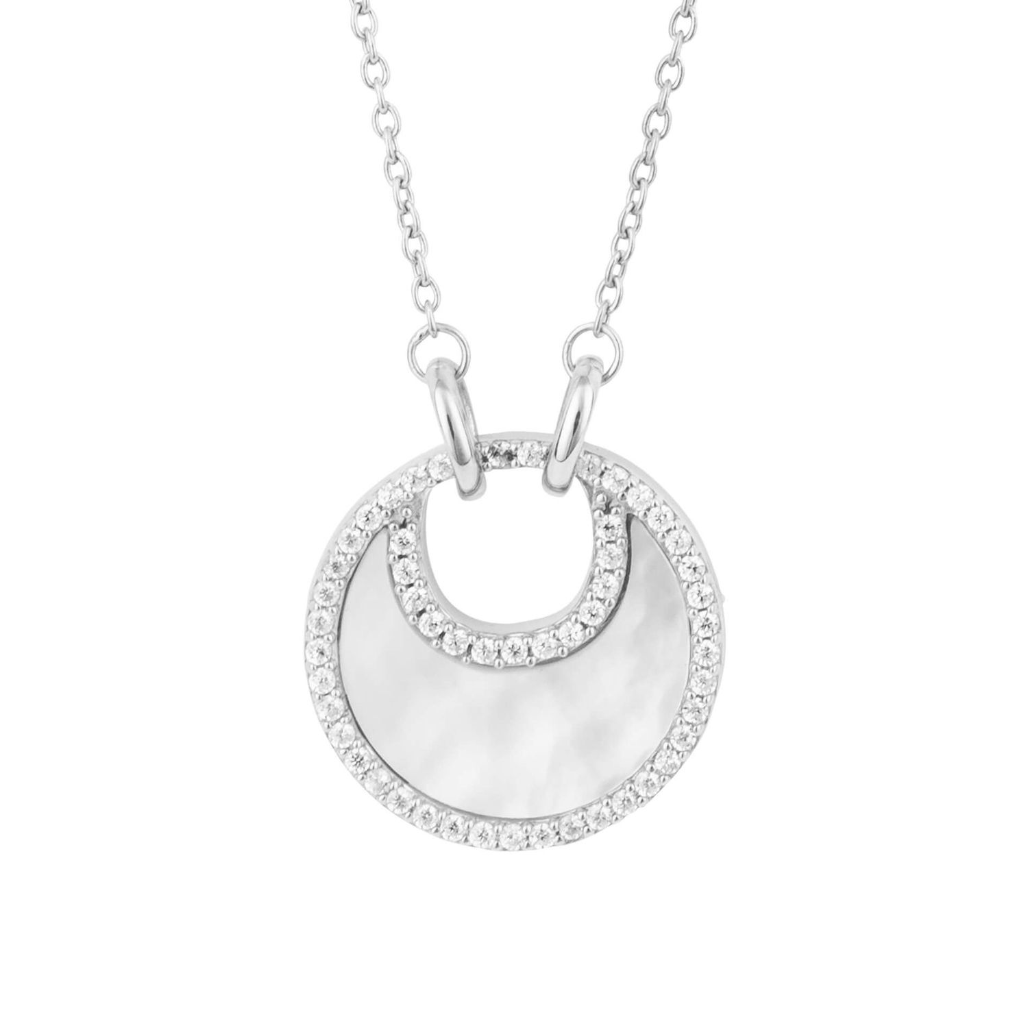 Silver Crescent Mother of Pearl Necklace