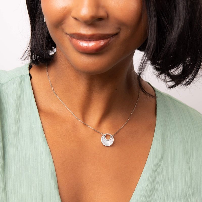Silver Crescent Mother of Pearl Necklace