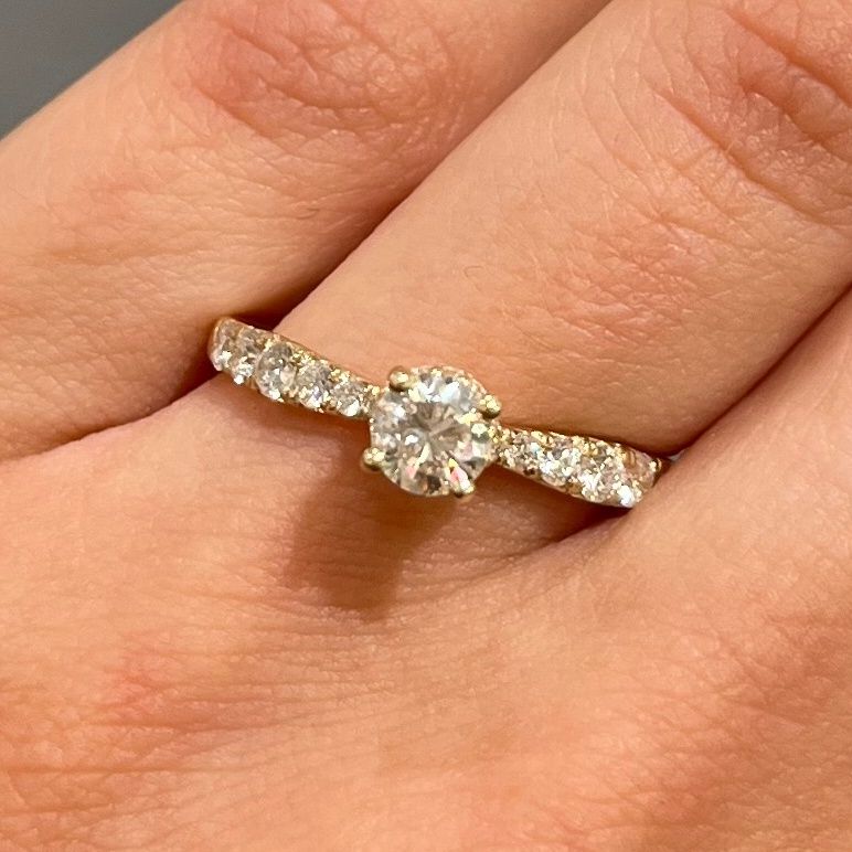 9ct Yellow Gold 0.79ct G SI1 Hidden Halo Diamond Ring