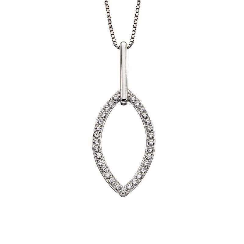 Silver Double Navette Cubic Zirconia Pendant