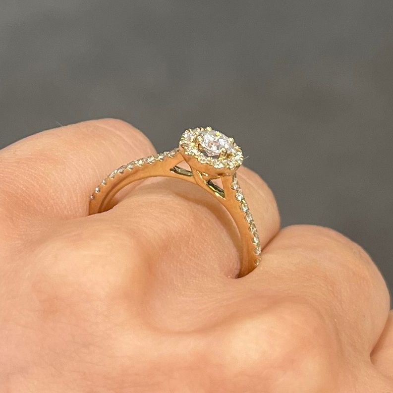 9ct Yellow Gold 0.55ct Diamond Halo Engagement Ring