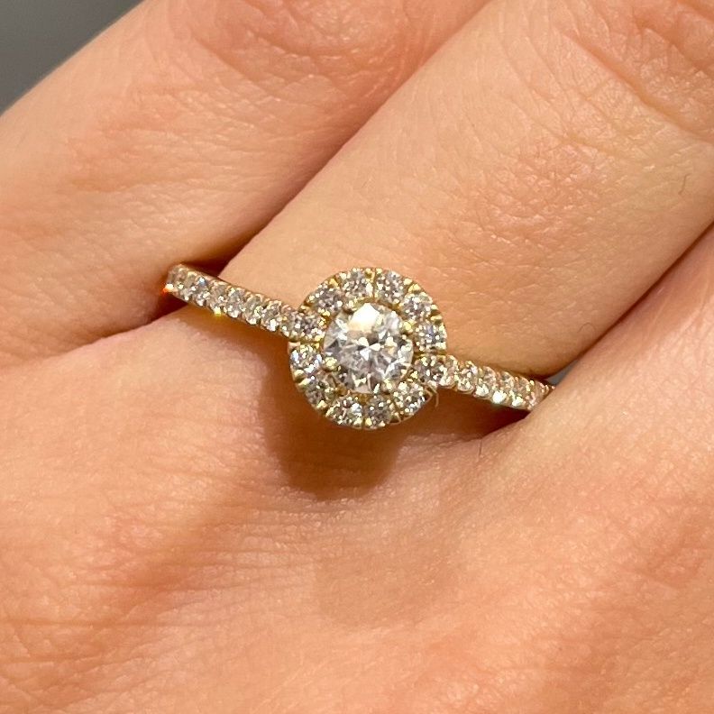 9ct Yellow Gold 0.55ct Diamond Halo Engagement Ring