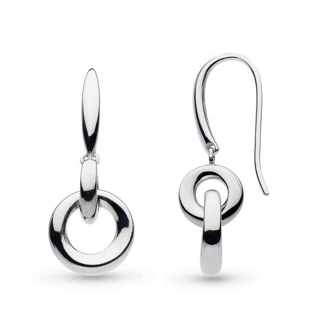 Silver Bevel Cirque Link Drop Earrings