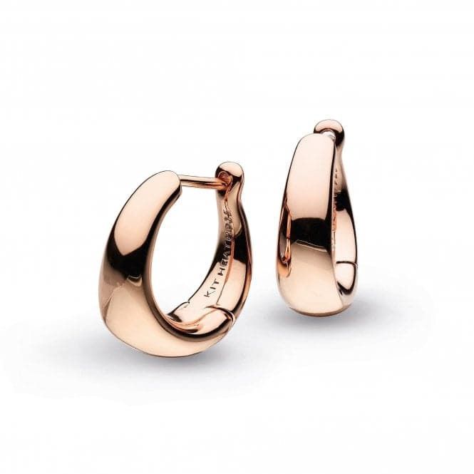 Silver Rose Gold-Plated Bevel Cirque Huggie Hoops