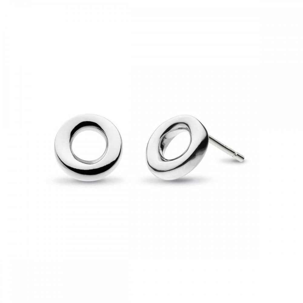 Silver Bevel Cirque Mini Stud Earrings 9mm