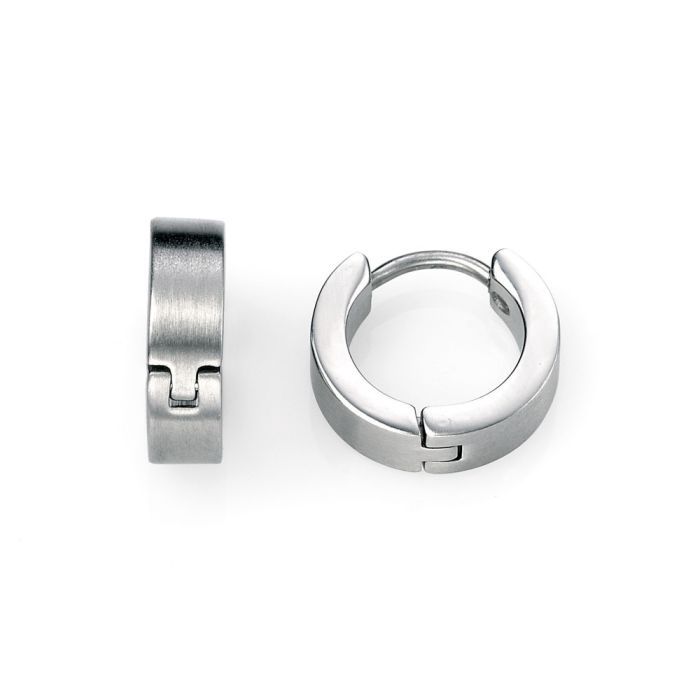 Men&#39;s Stainless Steel Textured Huggie Hoop Earrings