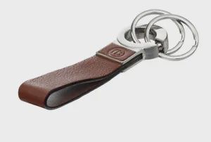 Stainless Steele Tan Leather Key Tag