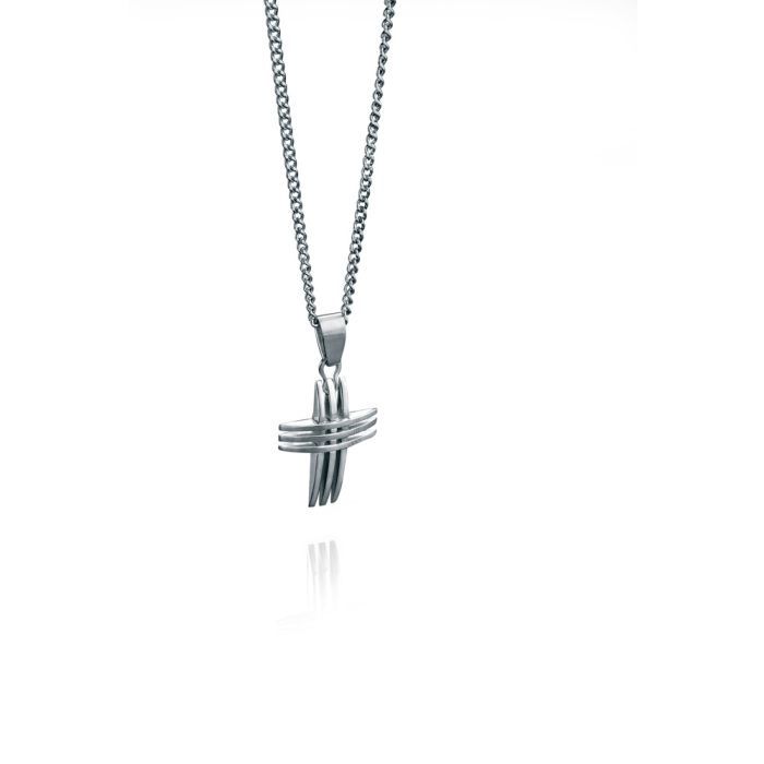 Stainless Steel Triple Bar Cross Pendant