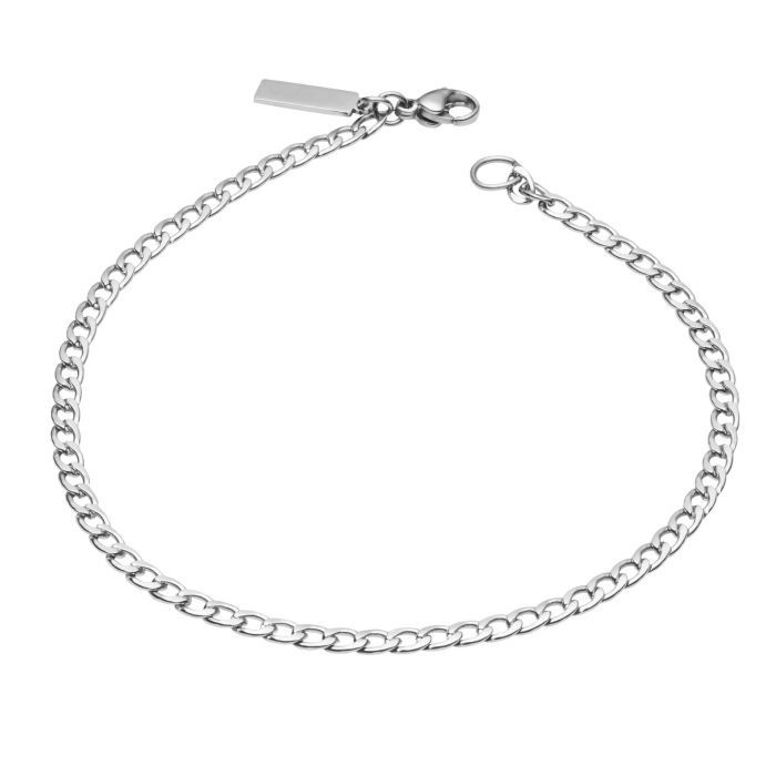 Stainless Steel Fine Curb Chain Men&#39;s Bracelet