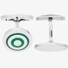 Stainless Steel Green Enamel Circle Cufflinks