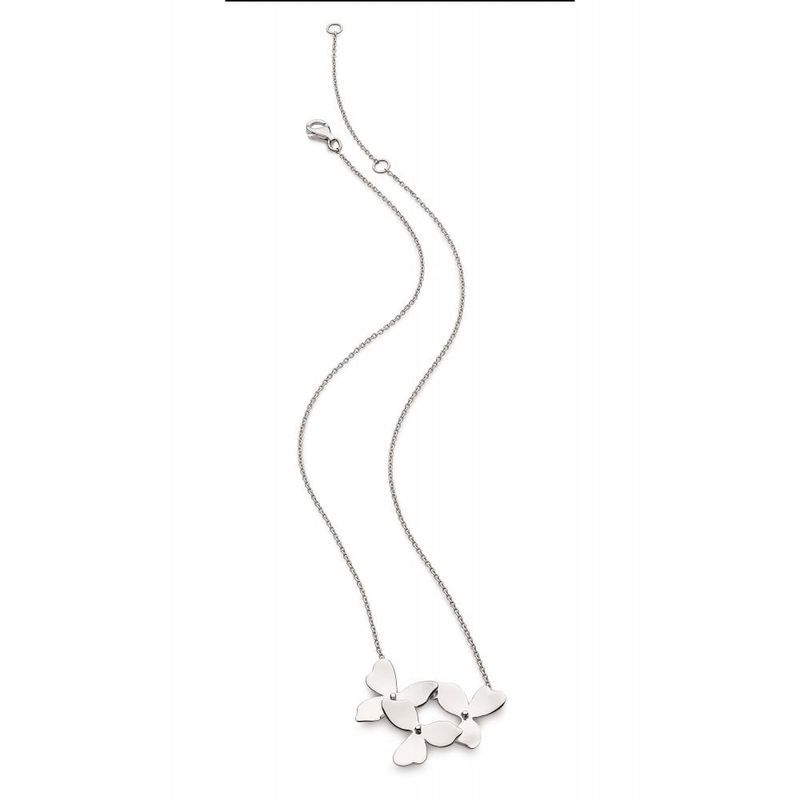 Silver Blossom Bloom Trio Necklace 17&quot;