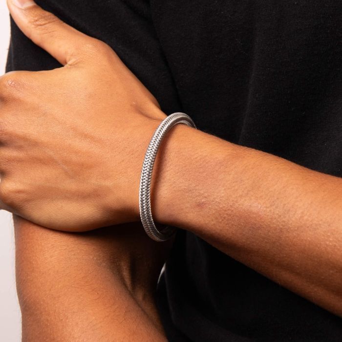 Stainless Steel Grey  Woven Men's Bracelet