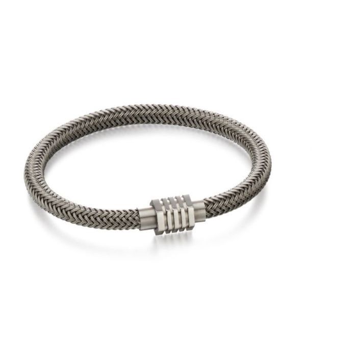 Stainless Steel Grey  Woven Men&#39;s Bracelet