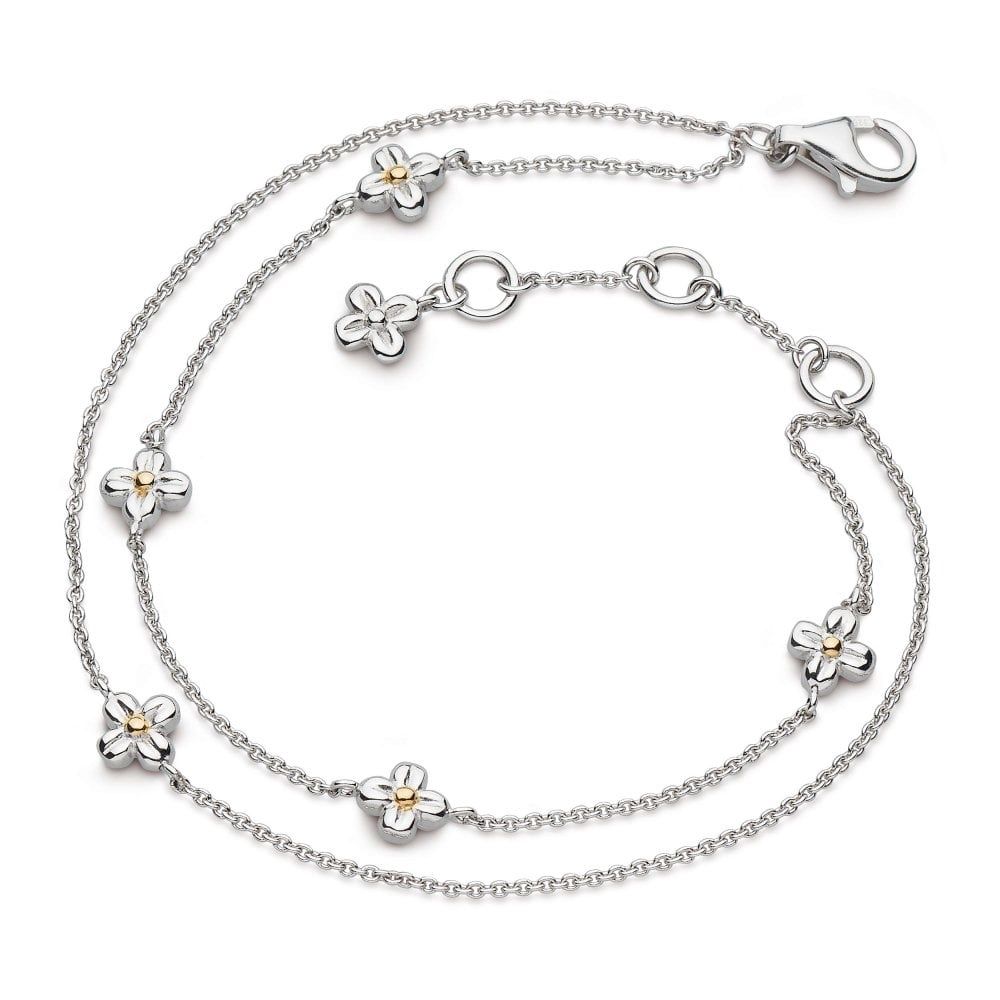 Silver Blossom Flyte Honey Flower Bracelet with Gold-Plating