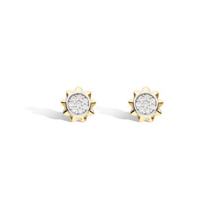 Silver Celeste Pavé Sun Stud Earrings with Gold-Plating