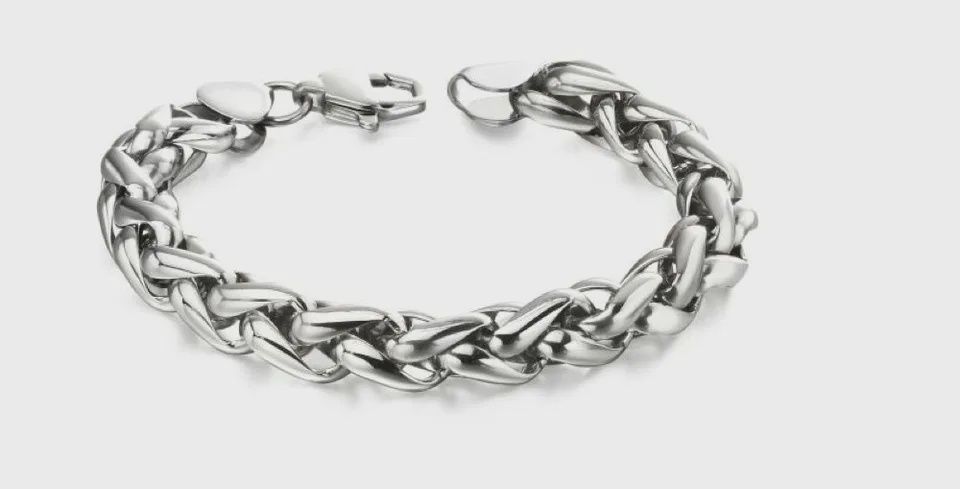 Stainless Steel Men&#39;s Twisted Link Bracelet