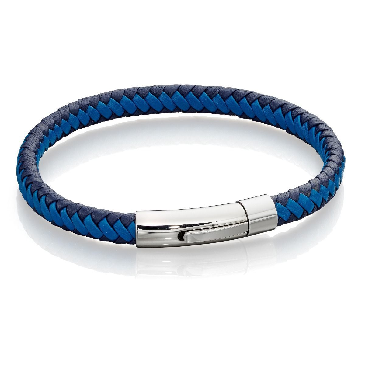 Multi-Tone Woven Leather Bracelet, Colour: Blue