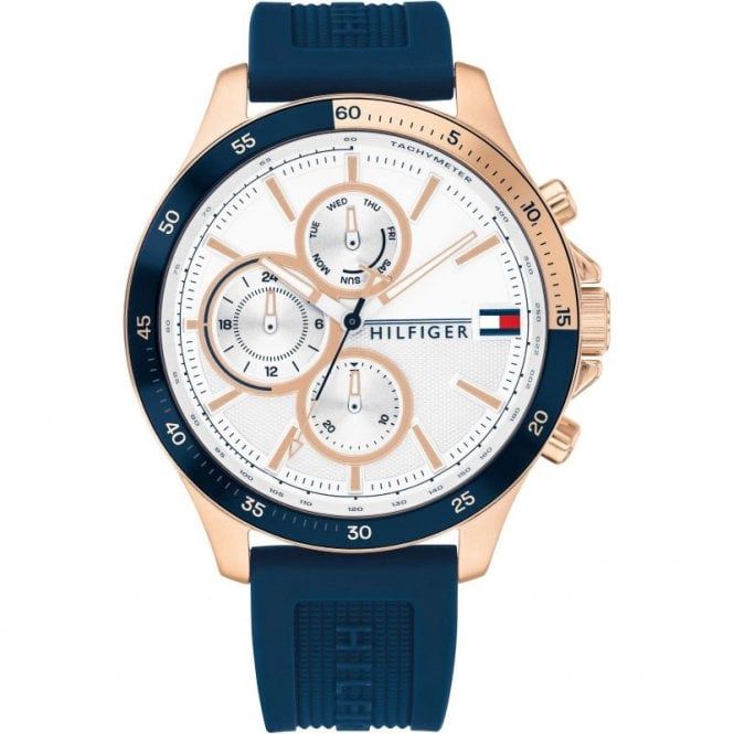 Tommy Hilfiger Bank Mens Blue Silicone Strap Watch