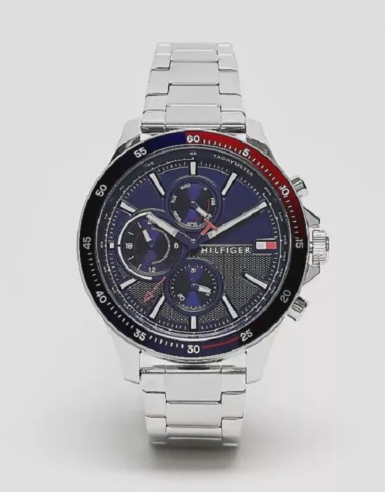 Tommy Hilfiger Bank Stainless Steel Bracelet Blue Dial Men&#39;s Watch
