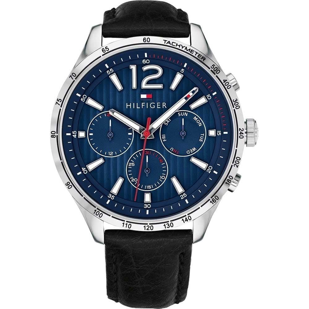Tommy Hilfiger Gavin Stainless Steel Leather Strap Blue Dial Mens Watch