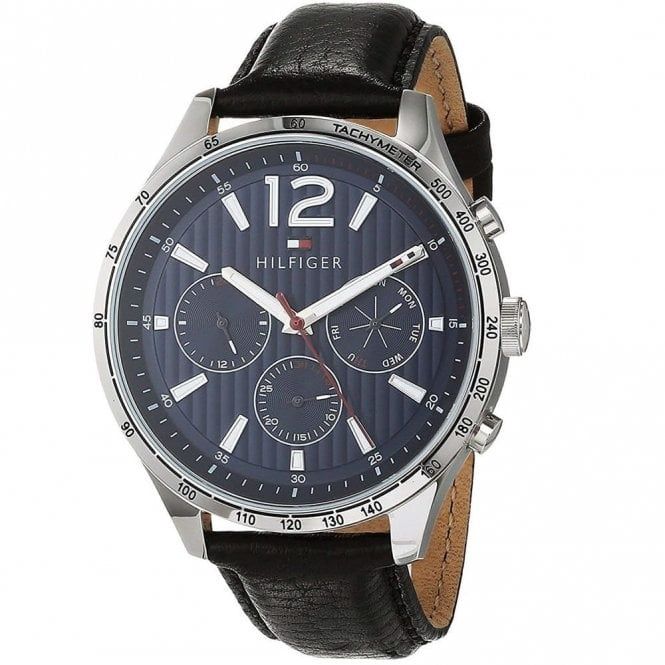 Tommy Hilfiger Gavin Stainless Steel Leather Strap Blue Dial Mens Watch