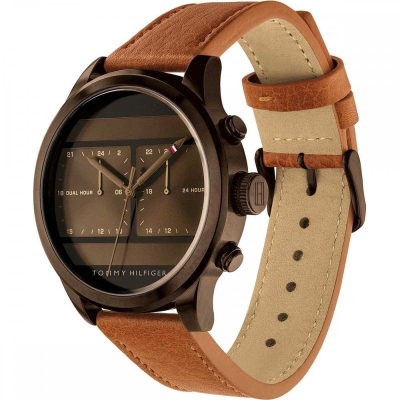 Tommy Hilfiger Icon Brown Leather Strap Earth Steel Mens Watch