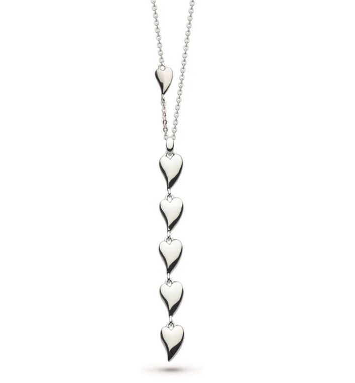 Silver Desire Kiss Linking Hearts Necklace 28&quot;