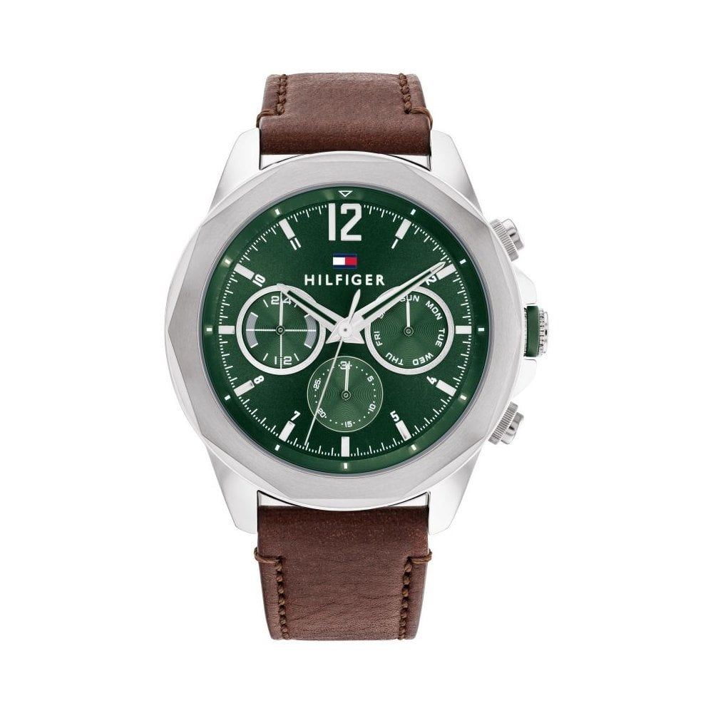 Tommy Hilfiger Lars Steel Mens Brown Leather Strap Watch