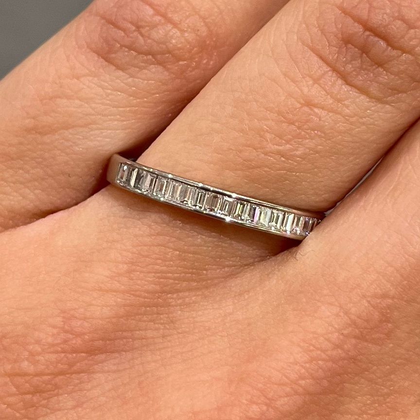 Palladium Baguette Cut Diamond 1/2 Eternity Ring