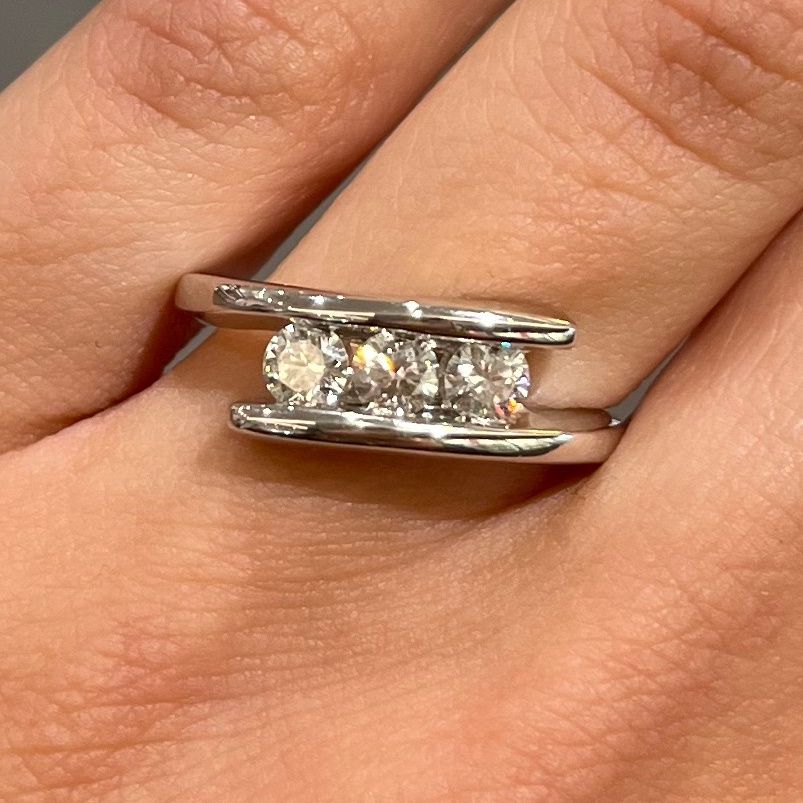 Pre-Owned 18ct White Gold 0.54ct Diamond Trilogy Ring