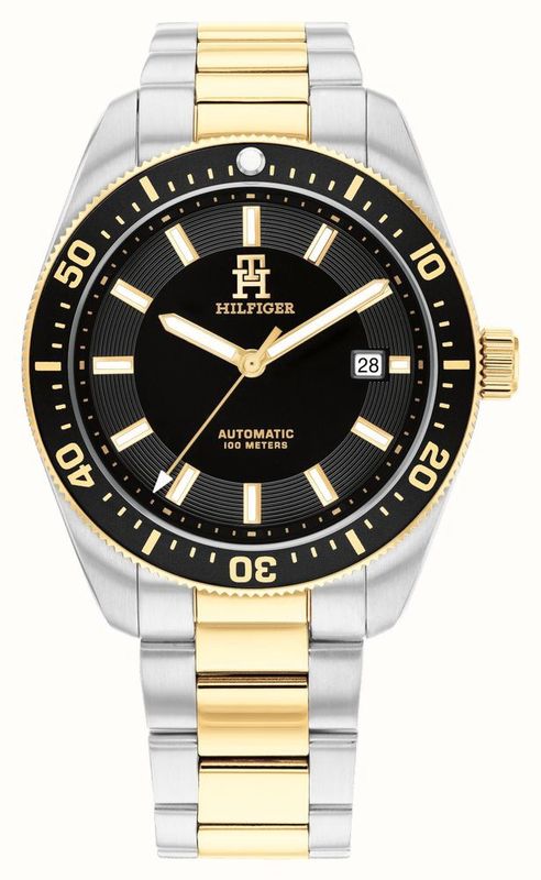 Tommy Hilfiger TH85 Black Dial Two-Tone Stainless Steel Bracelet