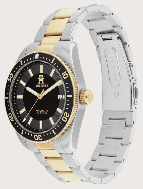 Tommy Hilfiger TH85 Black Dial Two-Tone Stainless Steel Bracelet