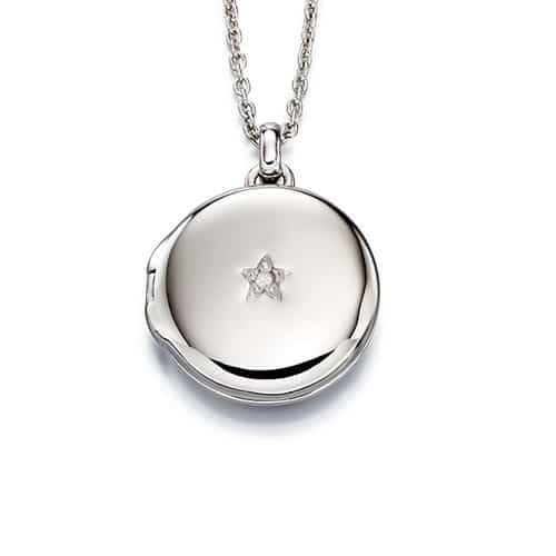Adriana - Silver Diamond Locket &amp; Chain