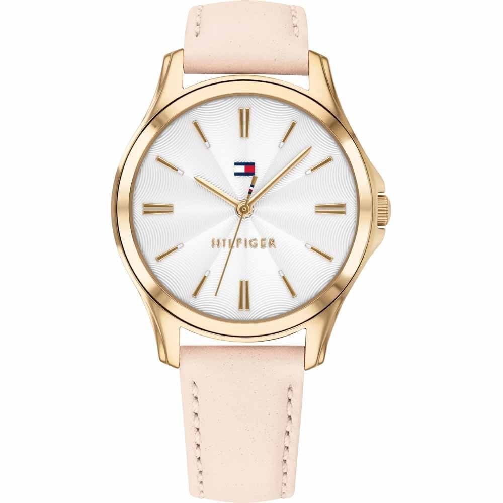 Tommy Hilfiger Lori Gold Plated Blush Leather Strap Ladies Watch