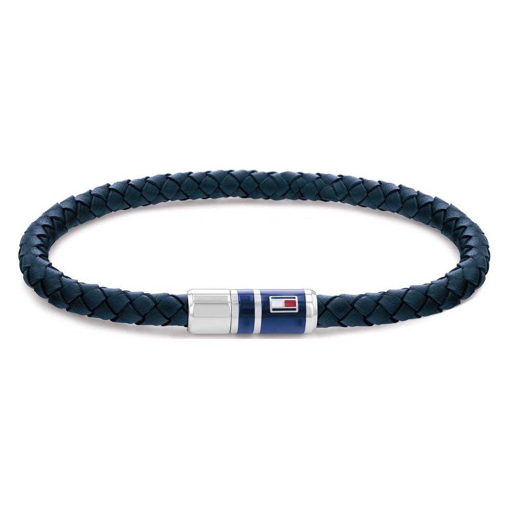 Tommy Hilfiger Mens Casual Bracelet In Navy Leather