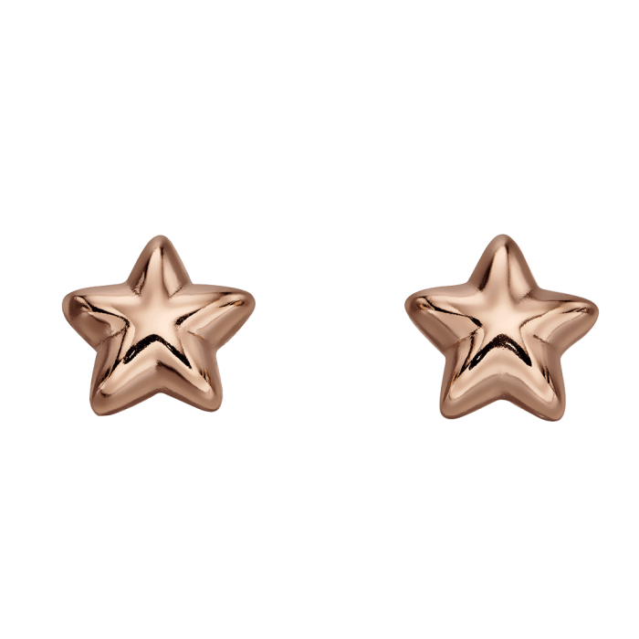 Amelia – Little Silver Rose Gold Star Earrings