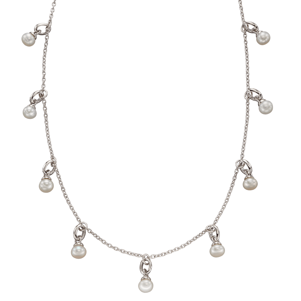 Eleanor – Silver Pearl Charm Necklace