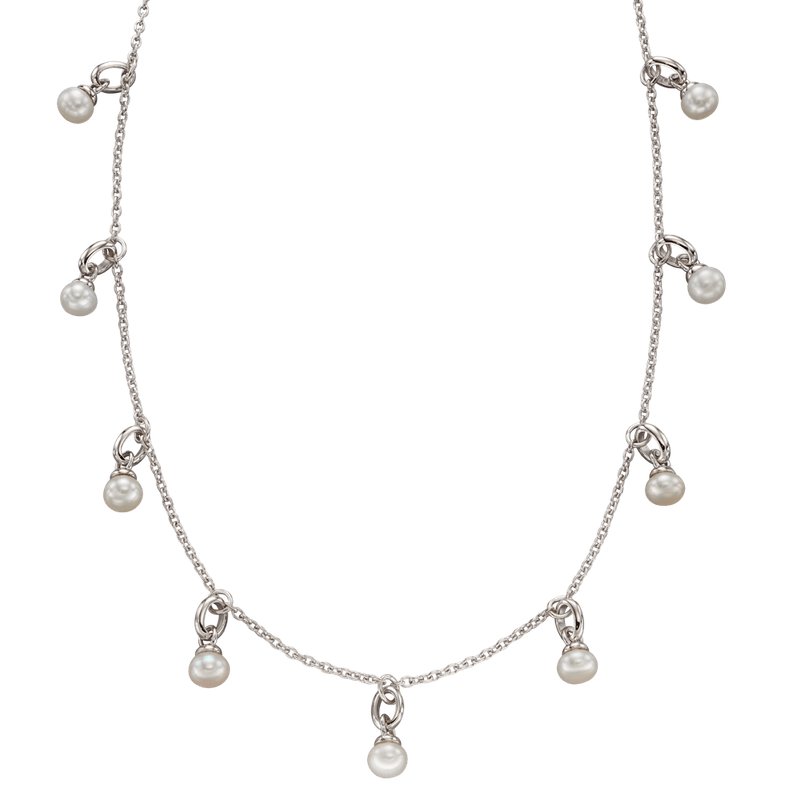 Eleanor – Silver Pearl Charm Necklace