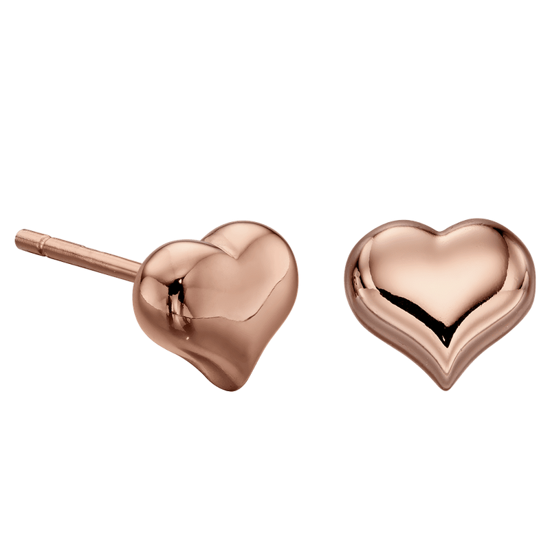 Emily – Silver Rose Gold Plated Heart Earrings