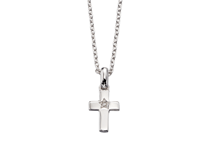 Grace - Silver Diamond Cross Necklace