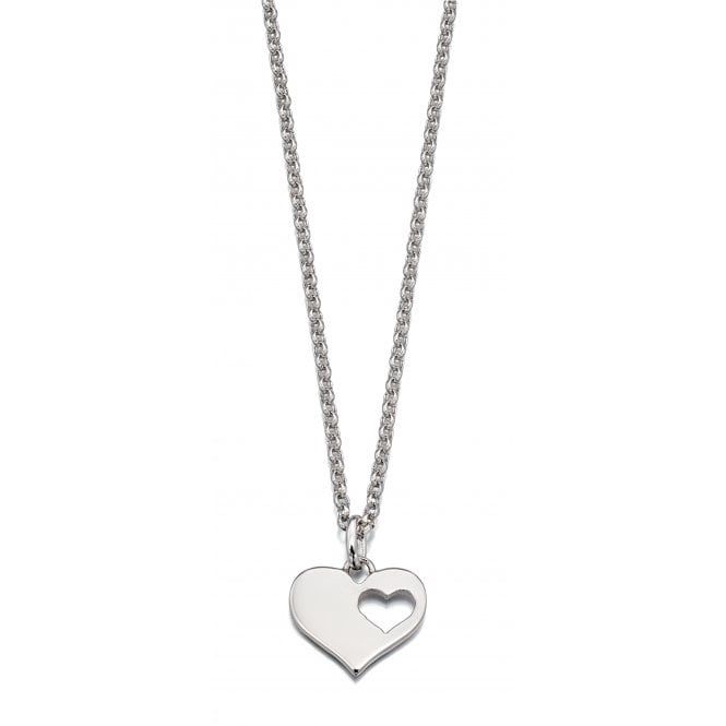 Hanneli - Silver Adults Medium Cut Out Heart Necklace