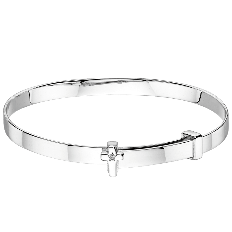 Honor Silver & Diamond Cross Baby Bangle Honor Silver & Diamond Cross Baby Bangle