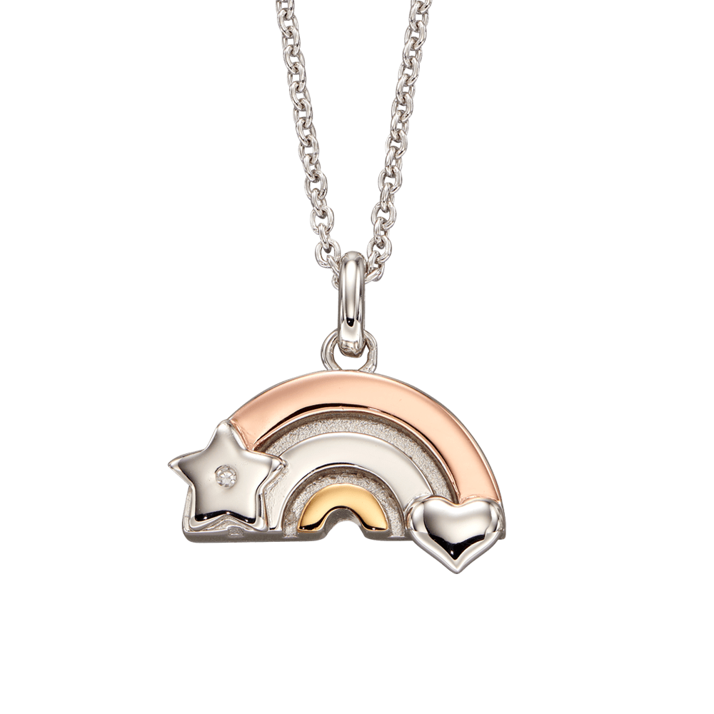 Kaya – Silver 3 Colour Diamond Rainbow Pendant