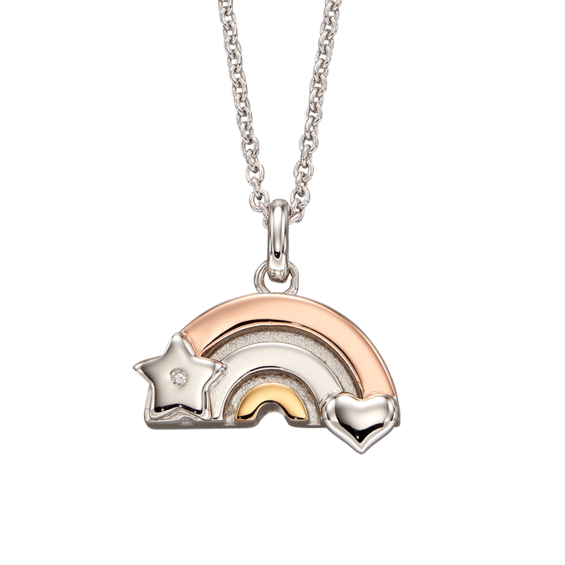 Kaya – Silver 3 Colour Diamond Rainbow Pendant Kaya – Silver 3 Colour Diamond Rainbow Pendant