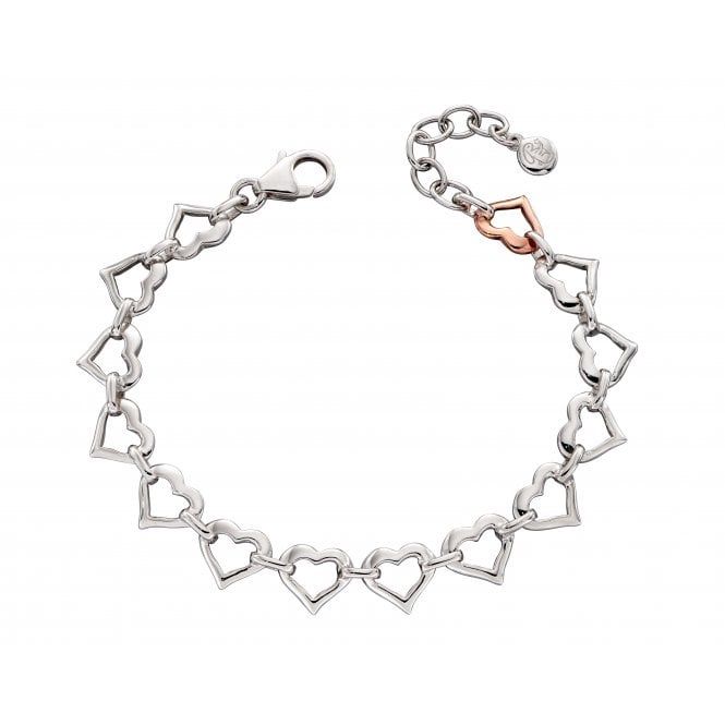 Kosma - Silver Open Heart Bracelet with Rose Gold